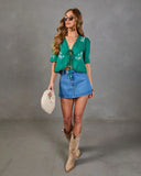 Sunset Ranch Embroidered Front Tie Flyaway Top