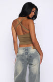 A Minute Later Ribbed Top Olive