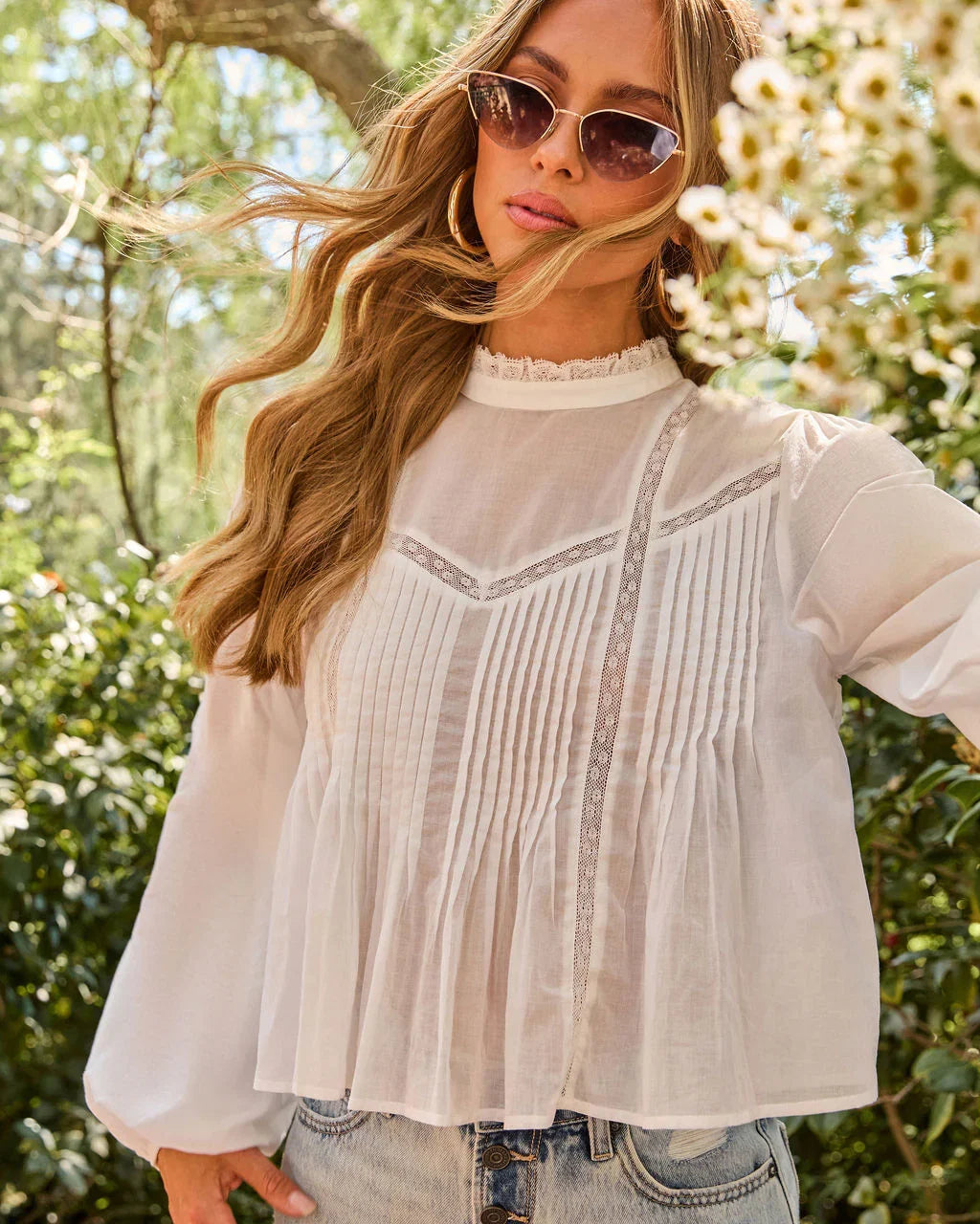 Whispery Edit Pleated Cotton Top