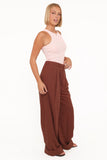 Elinor Cuffed Linen Pant Brown