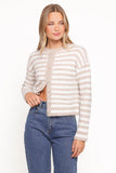 Dean Striped Cardigan White Beige
