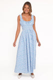 Marlena Midi Dress Blue Floral