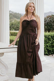 Soleila Halter Maxi Dress Chocolate