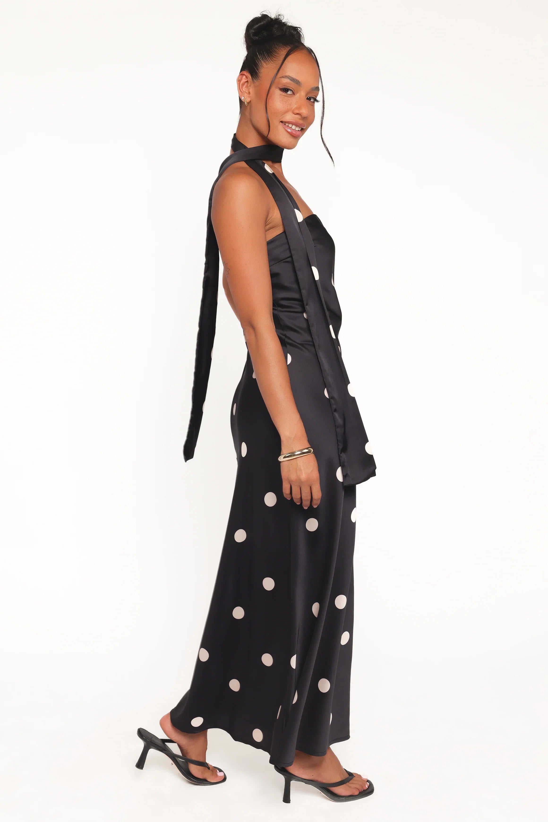 Jutta Strapless Maxi Dress Black Polka Dot