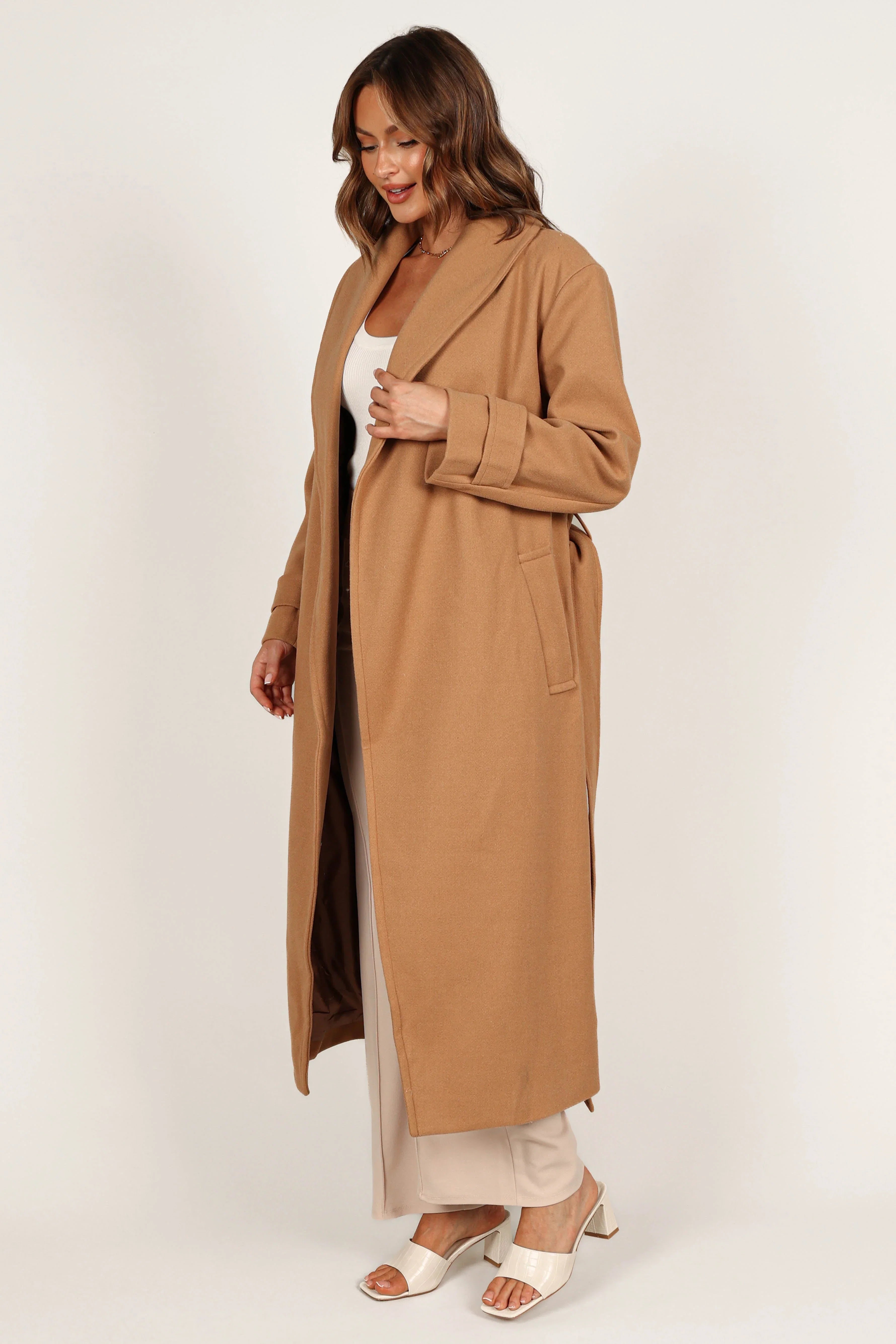 Emersyn Tie Front Coat Camel