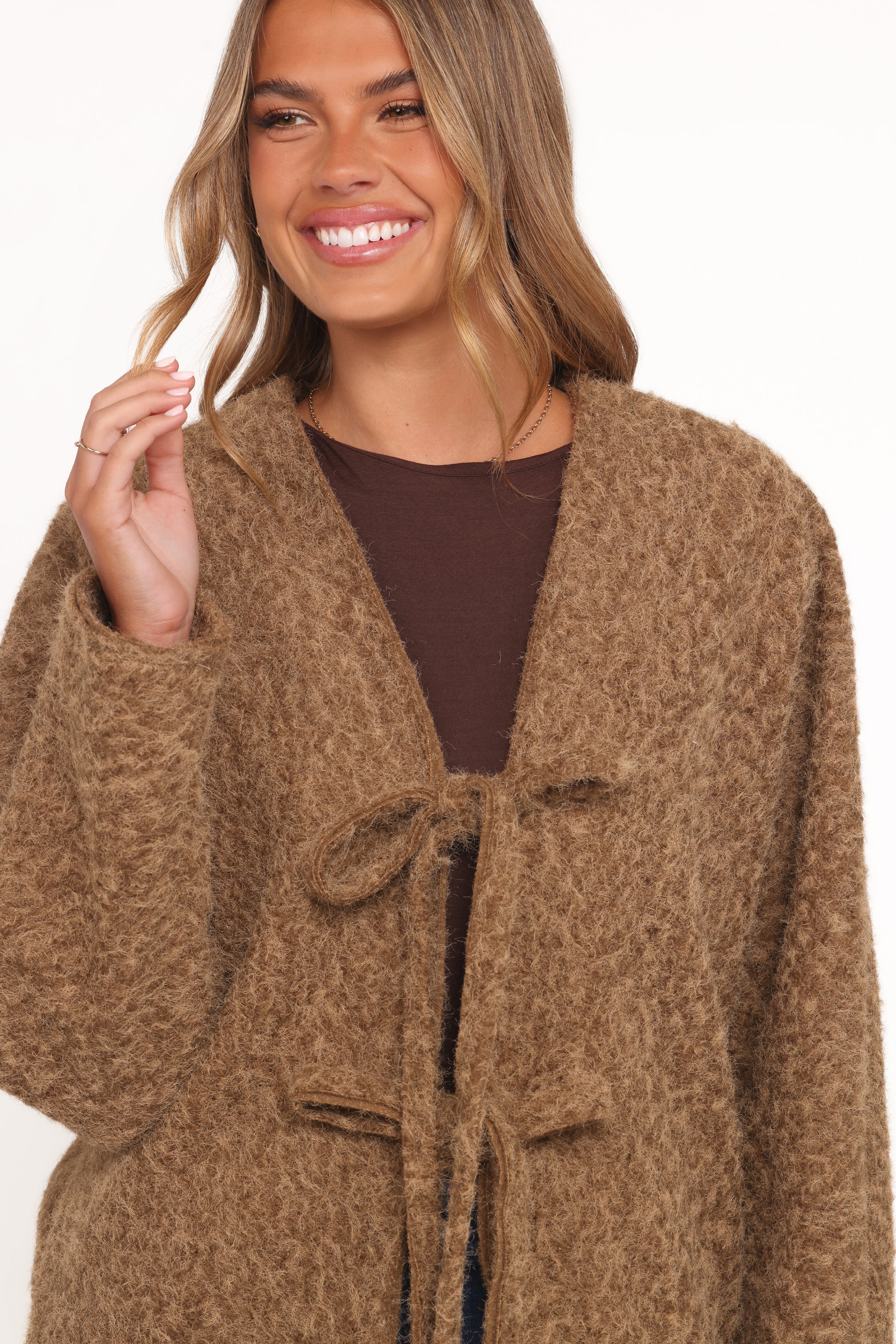 Kimmy Bow Oversized Cardigan Moss