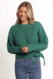 Birdie Tie Side Knit Sweater Emerald
