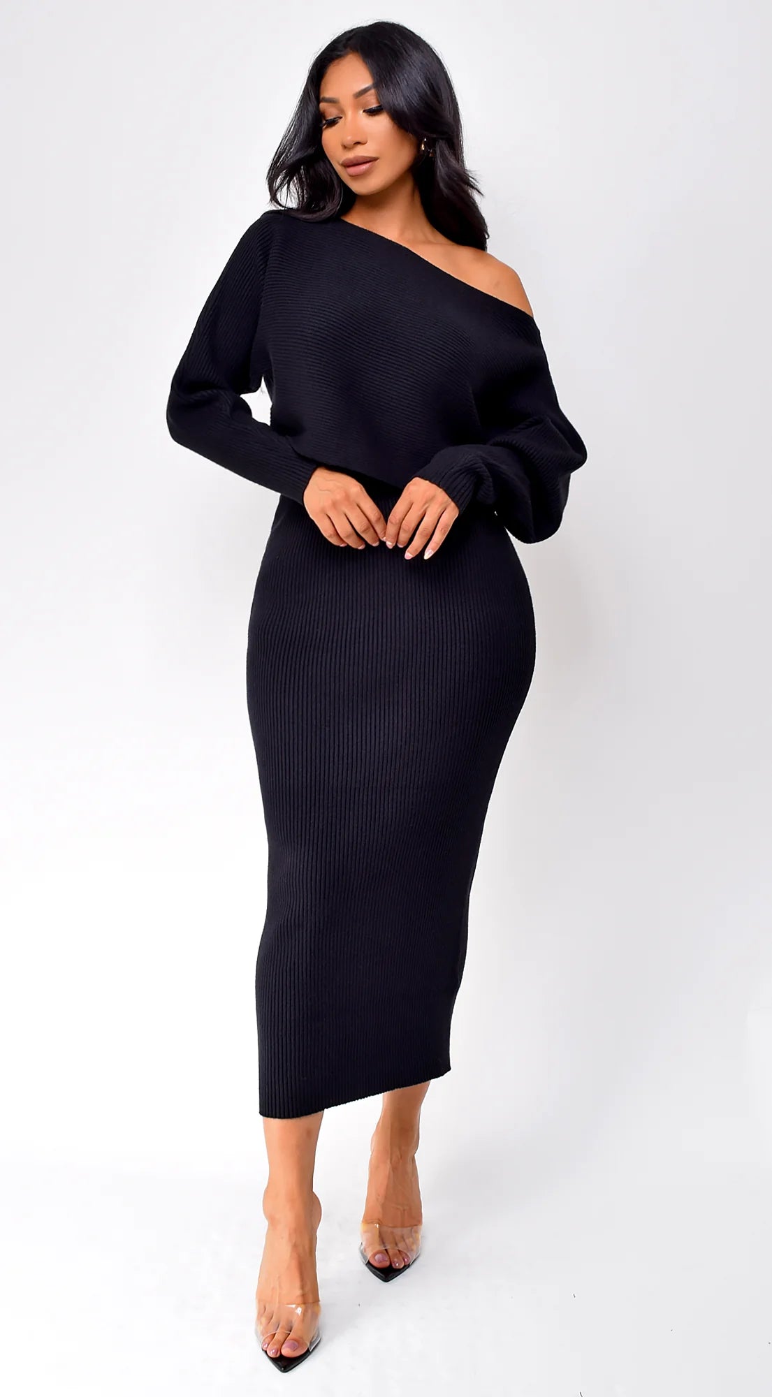 Biella Top Skirt Set Black