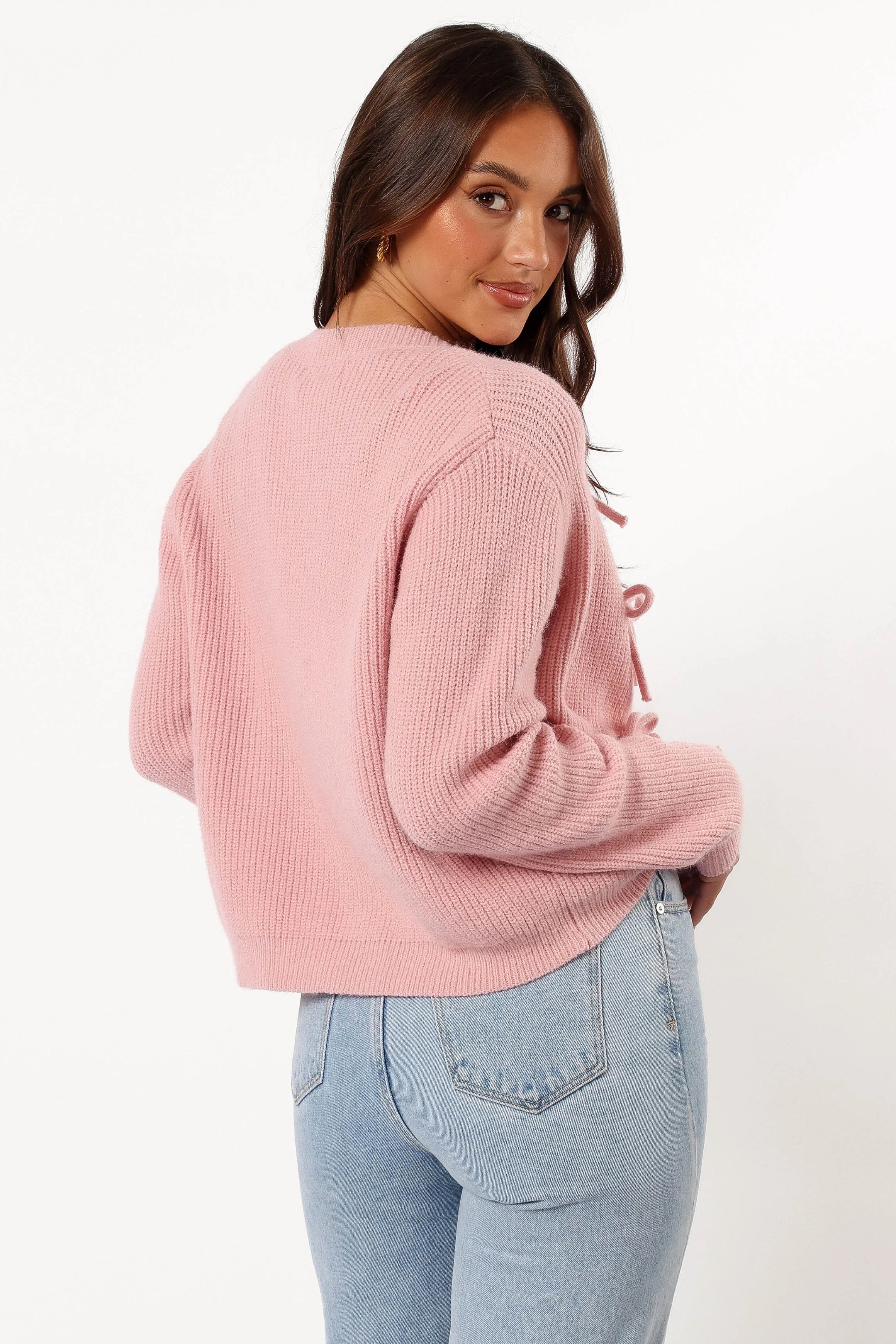 Wilde Bow Front Cardigan Blush