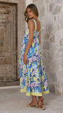 Avala Midi Dress Blue Leaf Orchid
