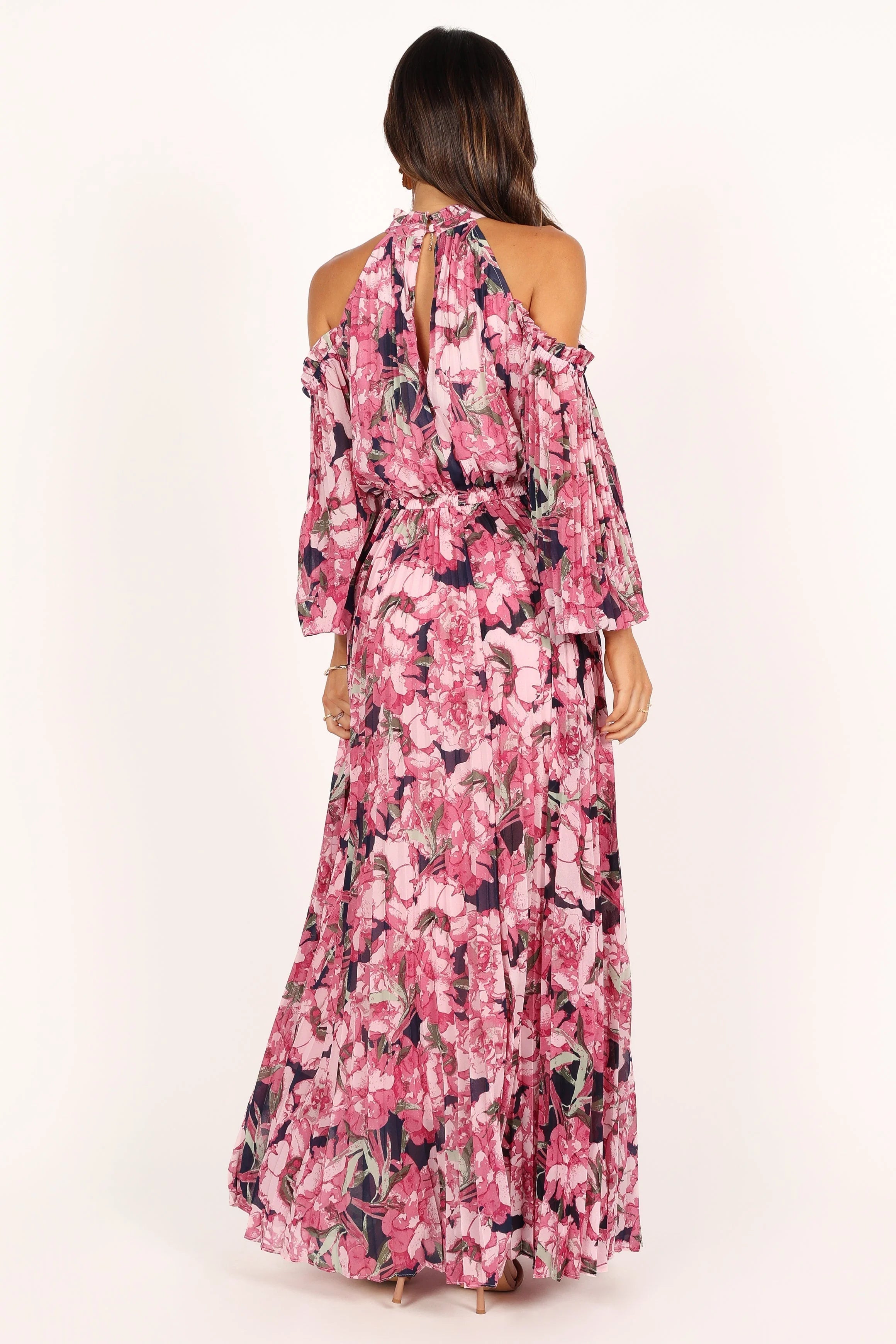 Hilary Pleated Maxi Dress Pink Floral