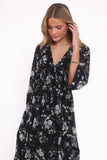 Mavis Long Sleeve Maxi Dress Black Floral