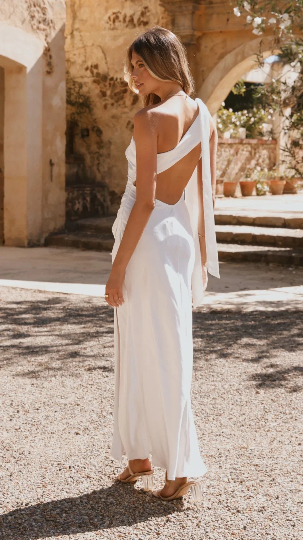 Halle One Shoulder Maxi Dress Ivory