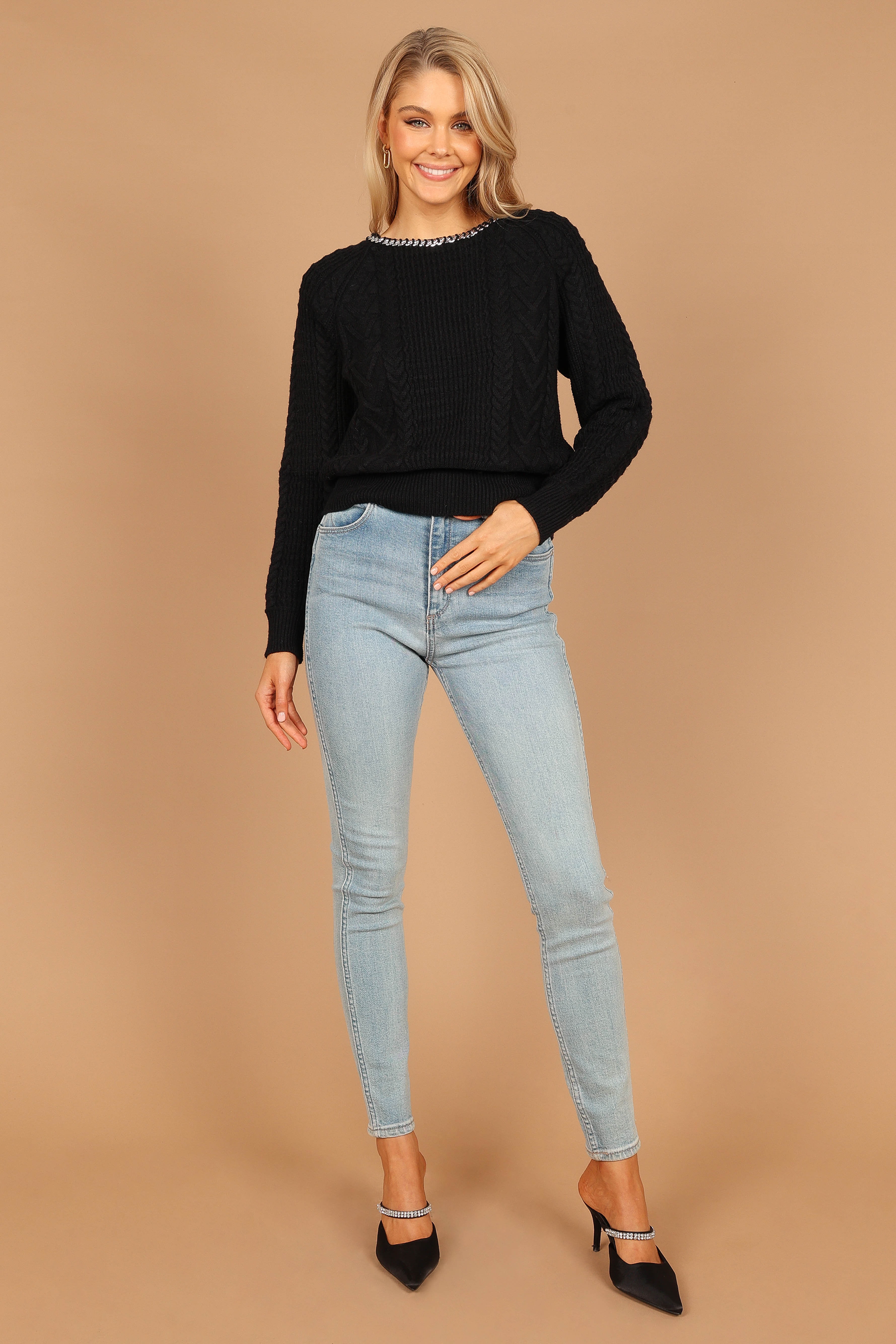Liv Chain Detail Knit Sweater Black