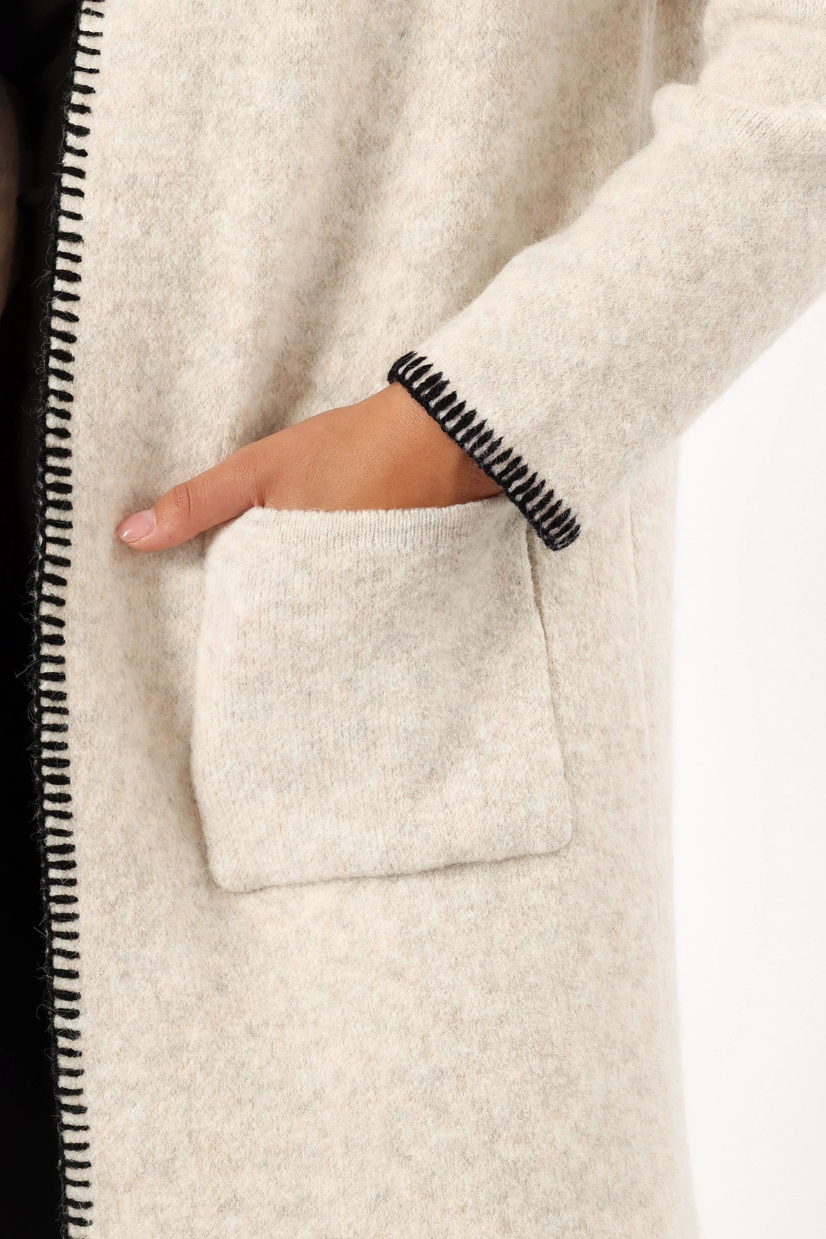 Oaklynn Contrast Stitch Coatigan Oat