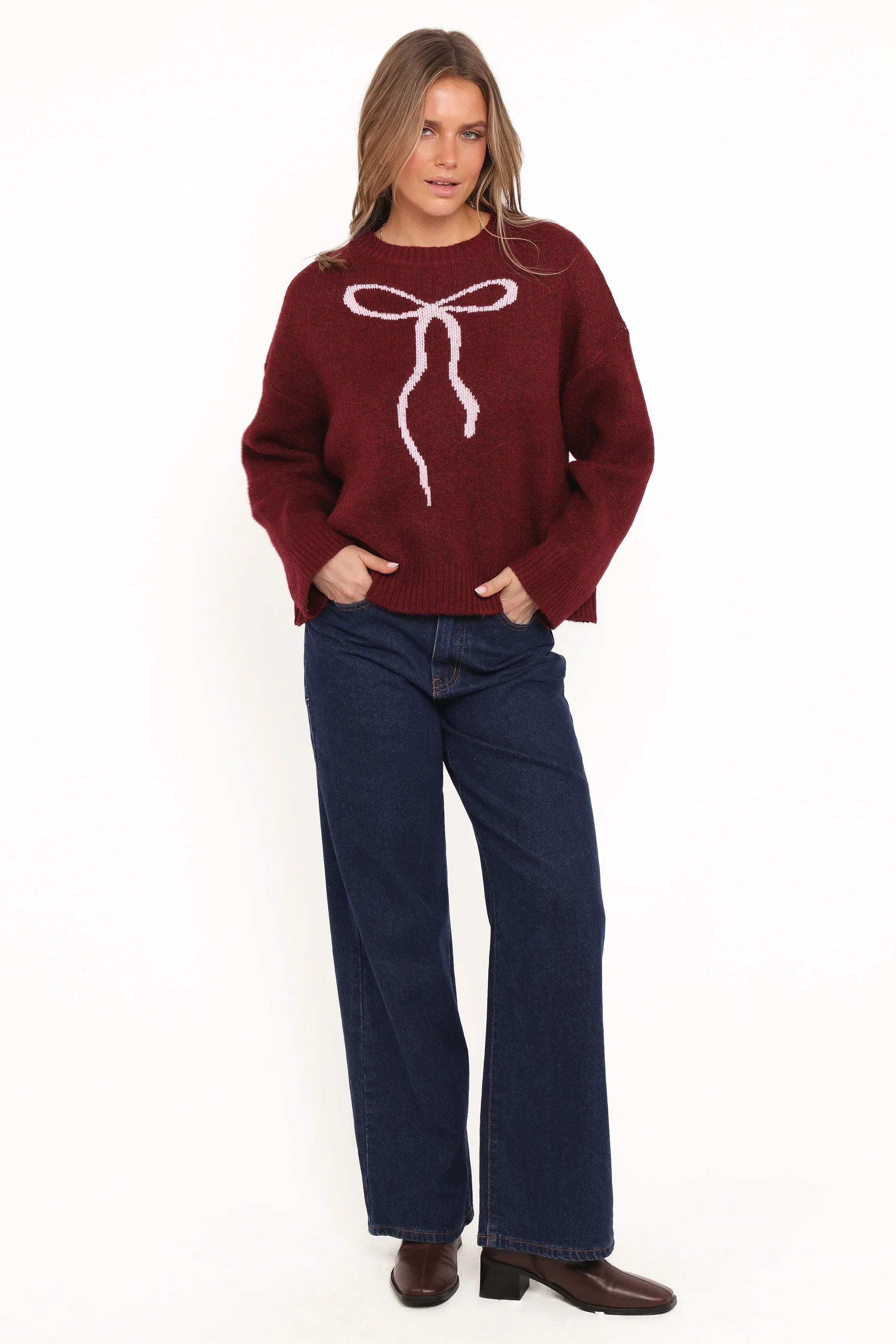 Kaori Bow Sweater Burgundy