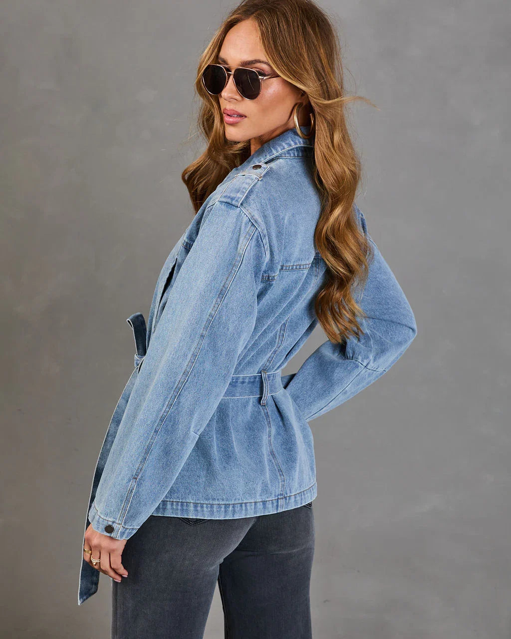Weekend In Blue Waist Tie Denim Jacket