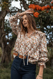 Selmah Long Sleeve Top Cream Olive Orange