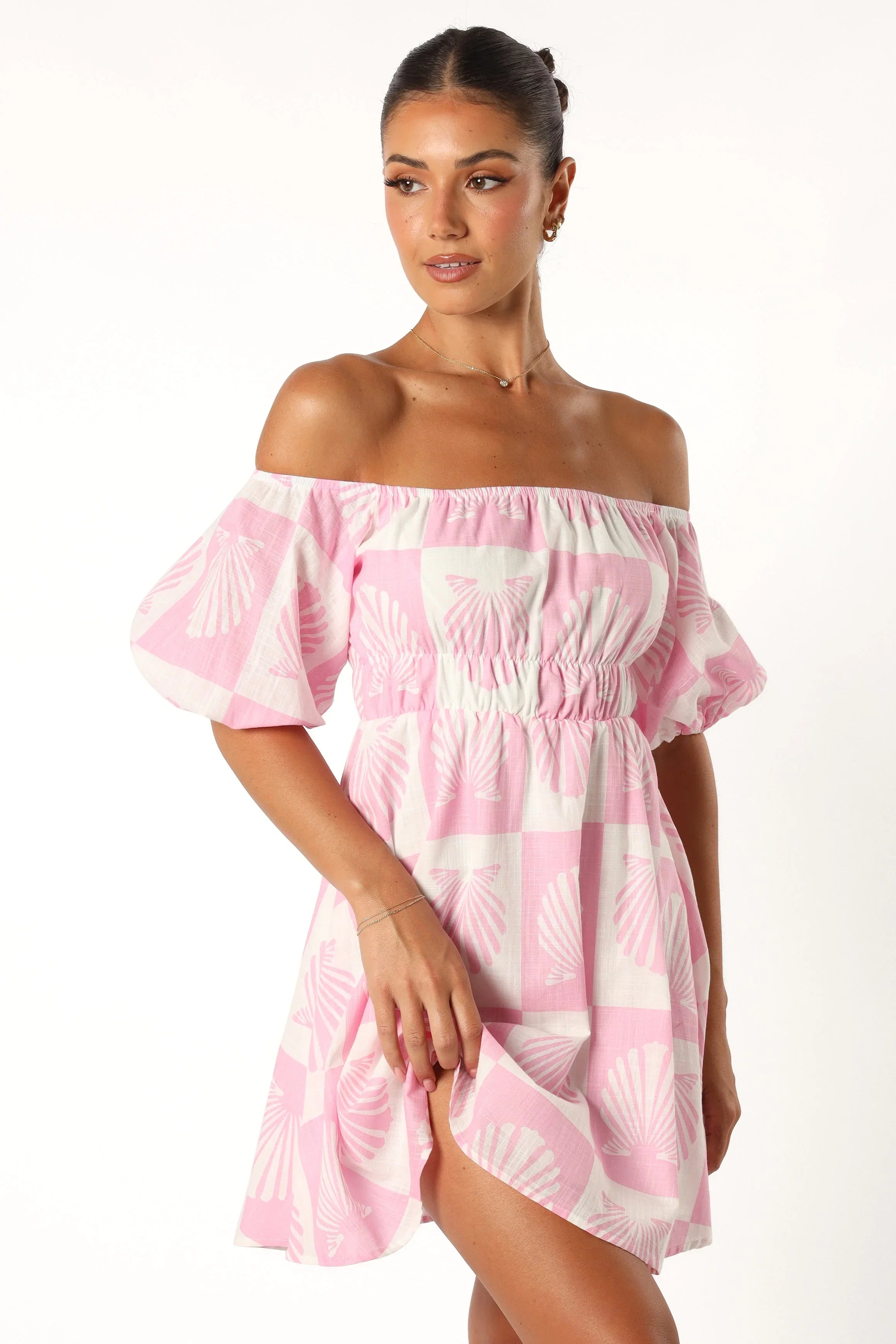 Rocco Off Shoulder Mini Dress Pink