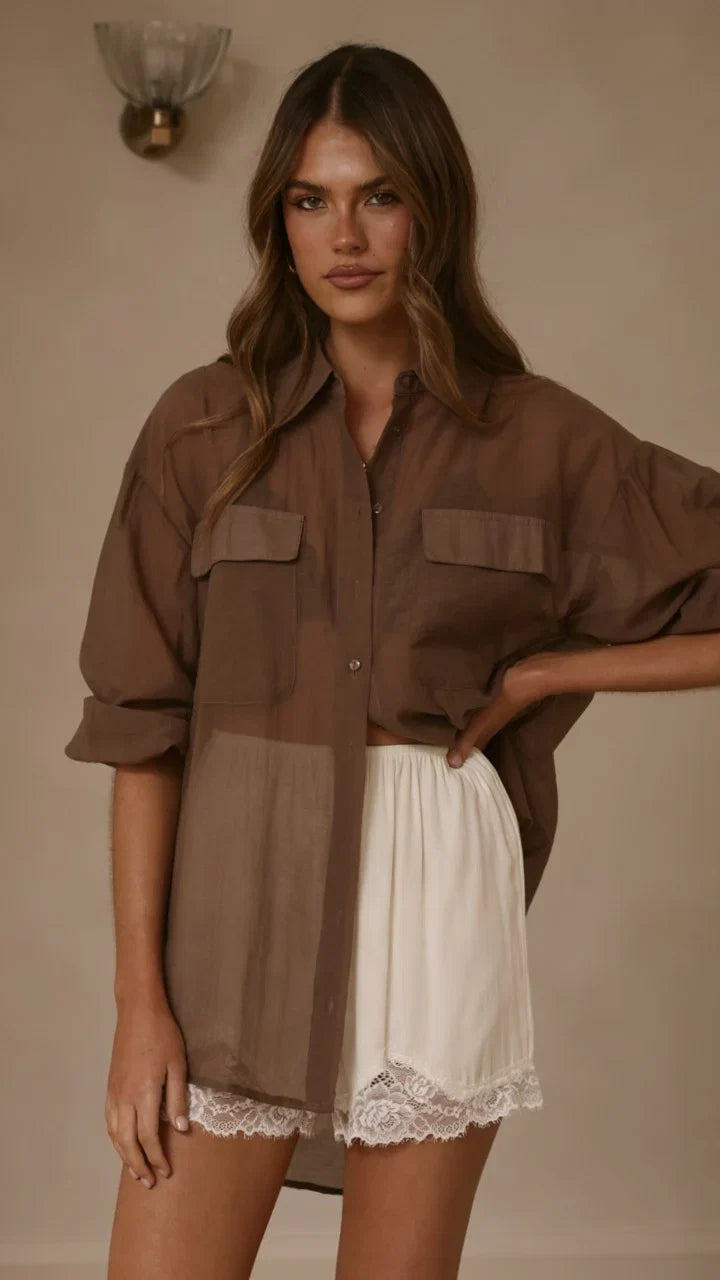 Kylie Oversized Shirt Chocolate