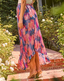 Petal Haven Pleated Floral Midi Skirt