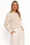 Medora Crewneck Sequin Knit Sweater Ivory