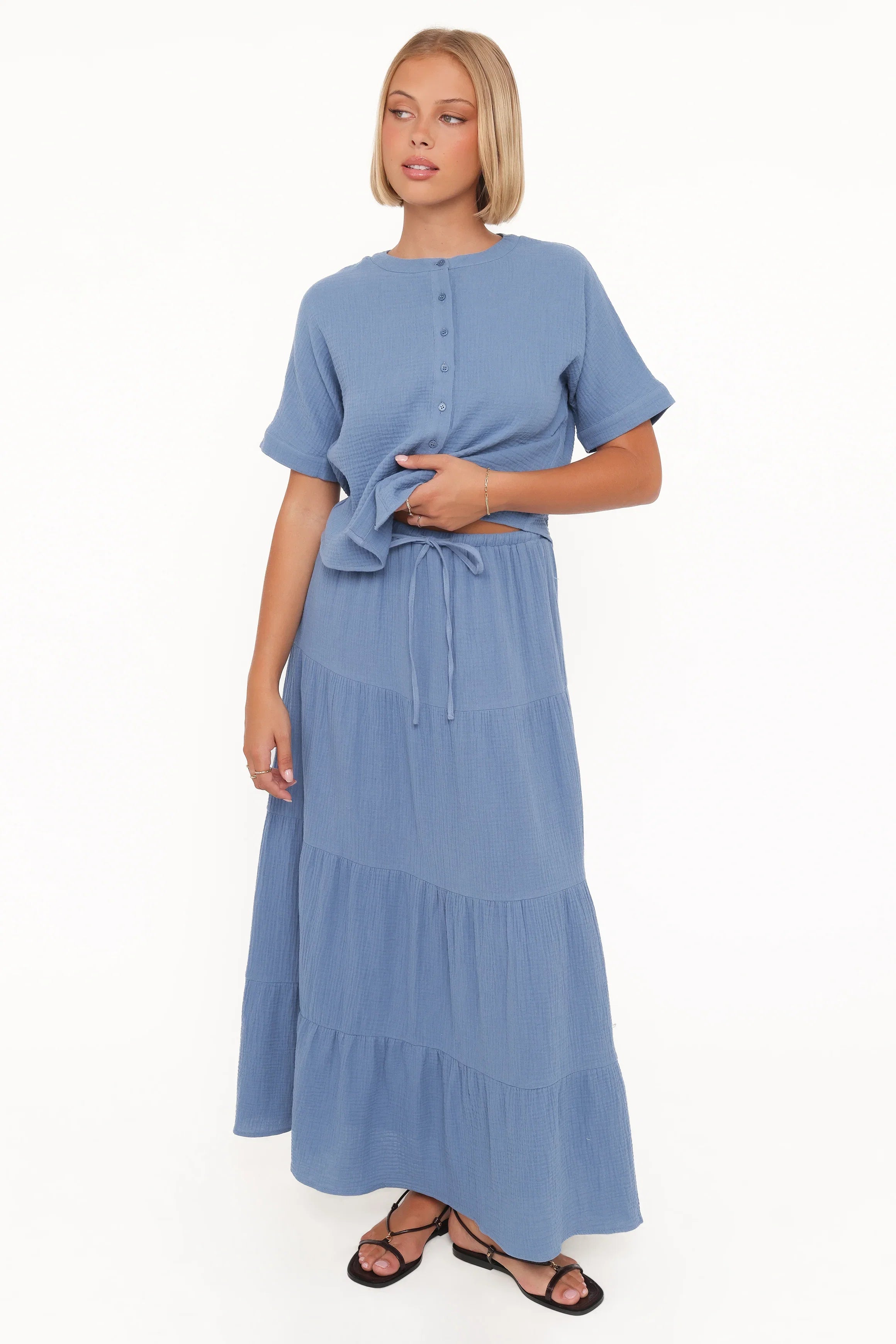 Sophia Skirt Set Denim Blue