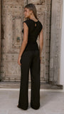 Davina Mesh Cap Sleeve Top Black
