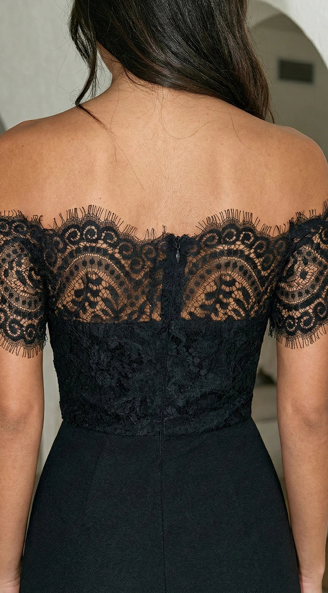 Bellamora Lace Off Shoulder Jumpsuit Black