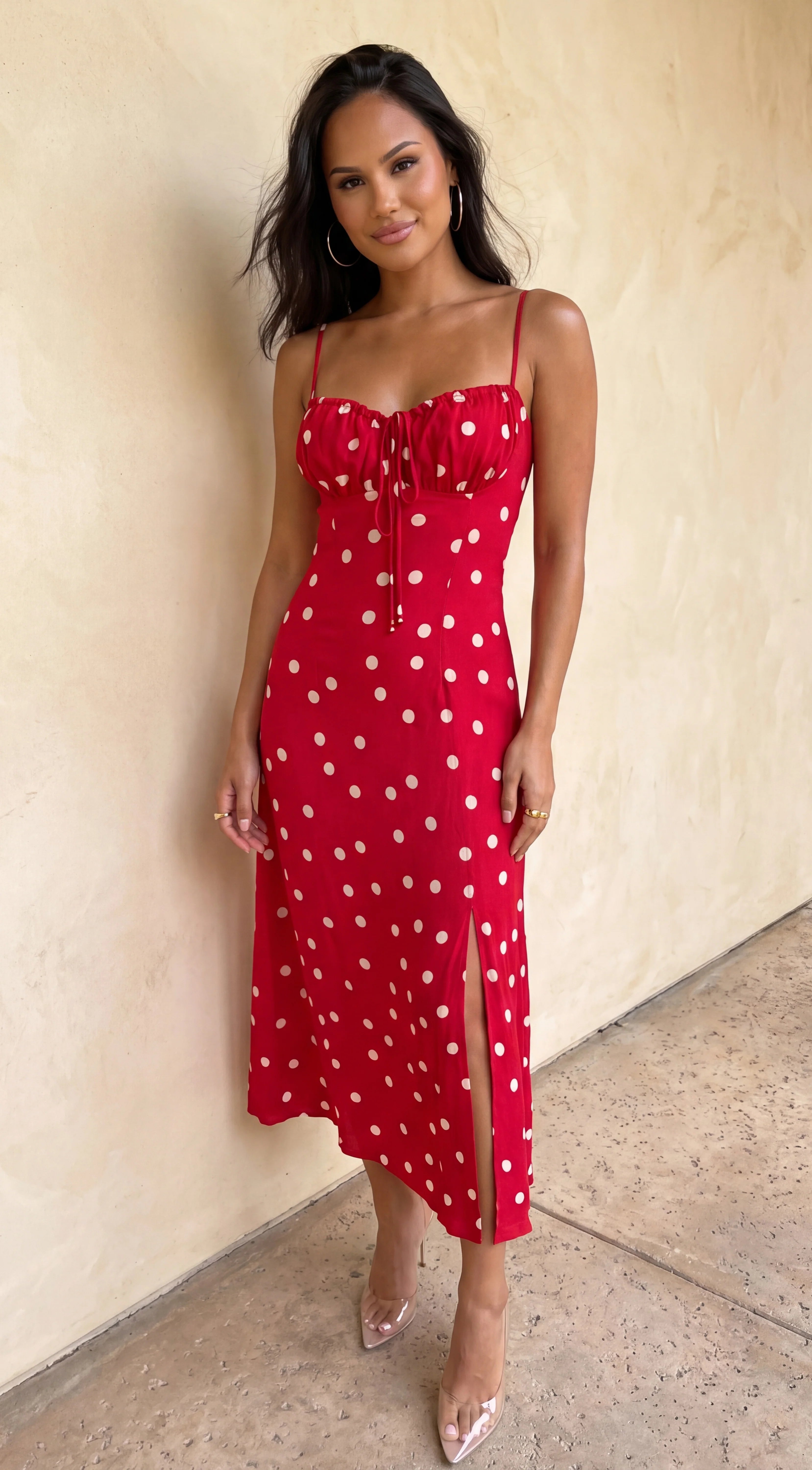 Romelia Polka Dot Maxi Dress Red