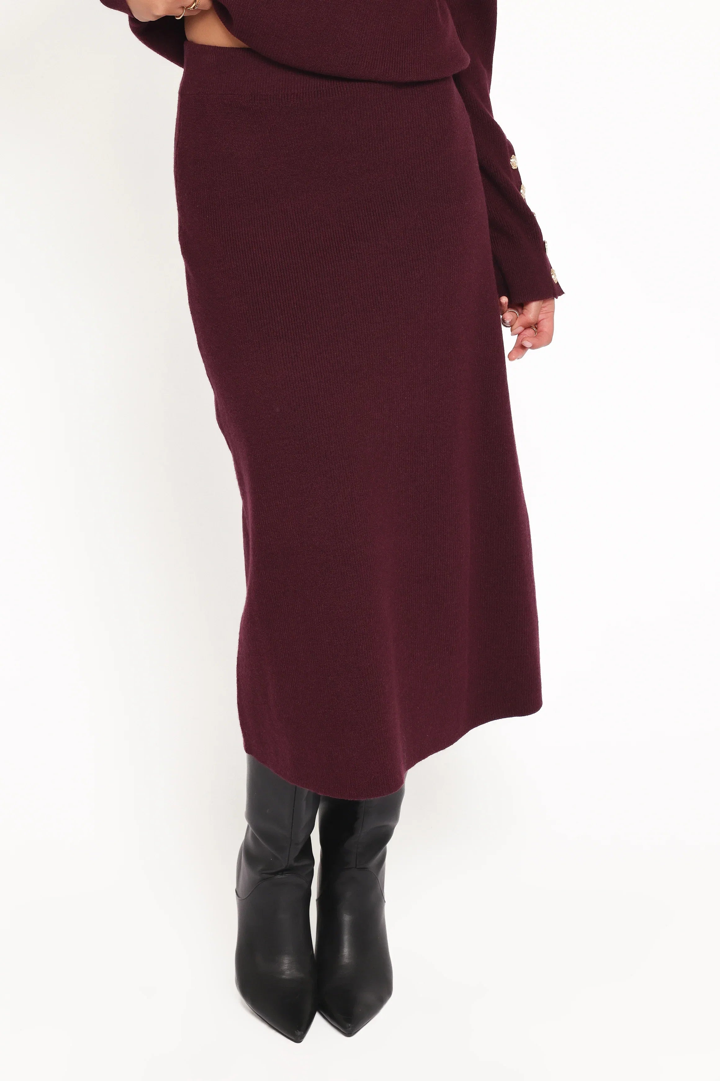 Bridget Maxi Skirt Sweater Set Maroon