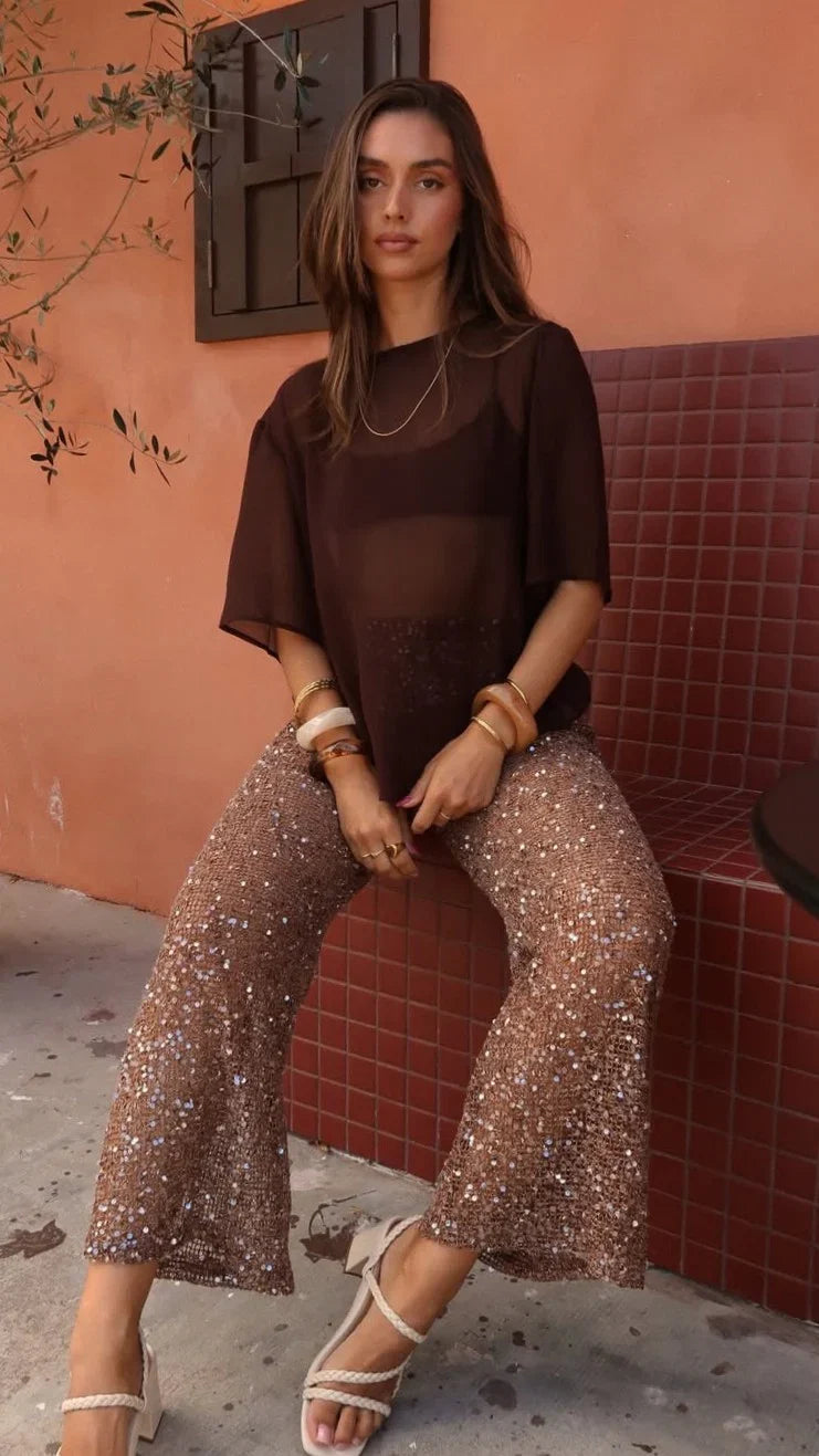 Davette Mesh T Shirt Chocolate