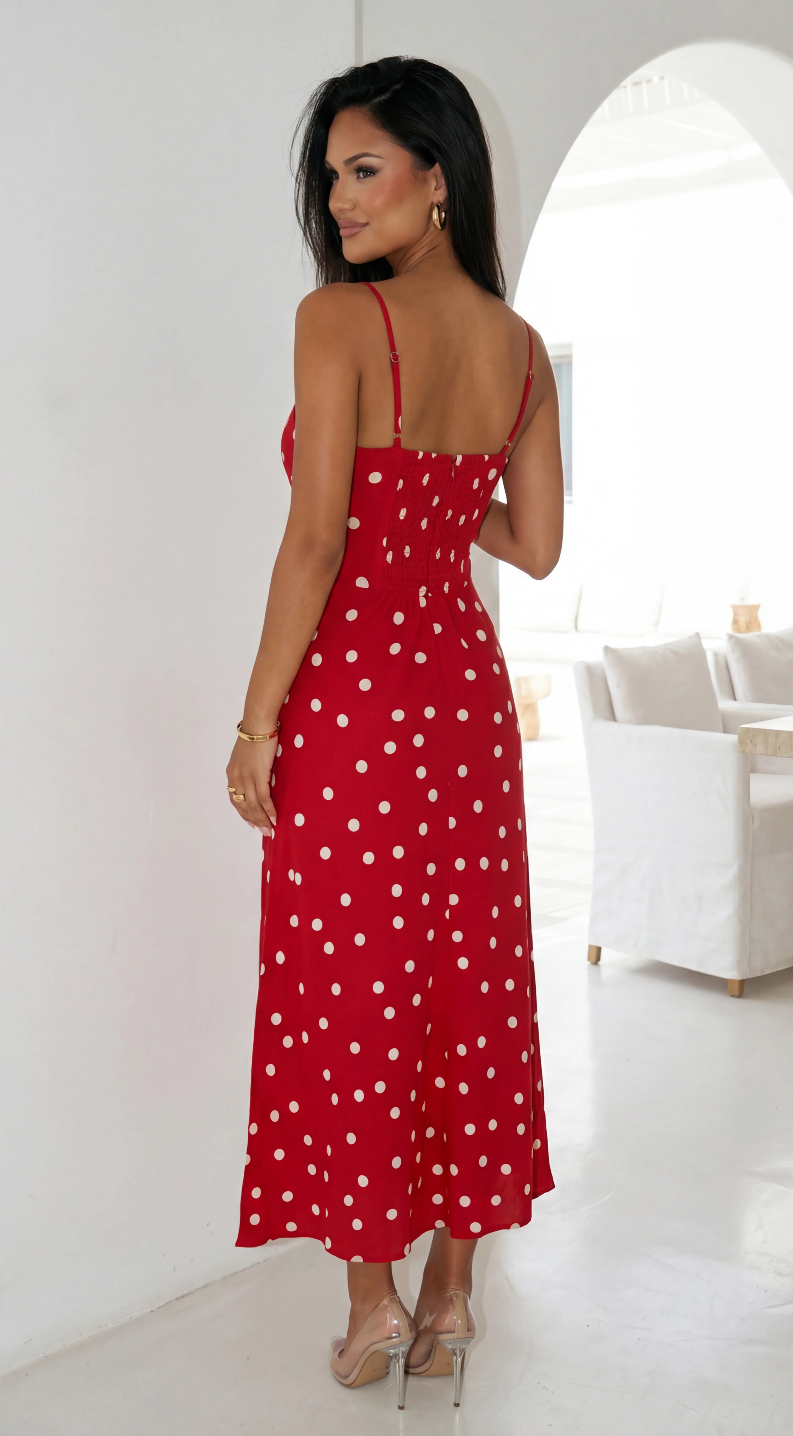 Romelia Polka Dot Maxi Dress Red