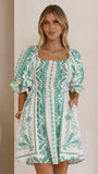 Danica Mini Dress Green Aztec