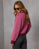 Soft Routine Checkered Striped Cardigan
