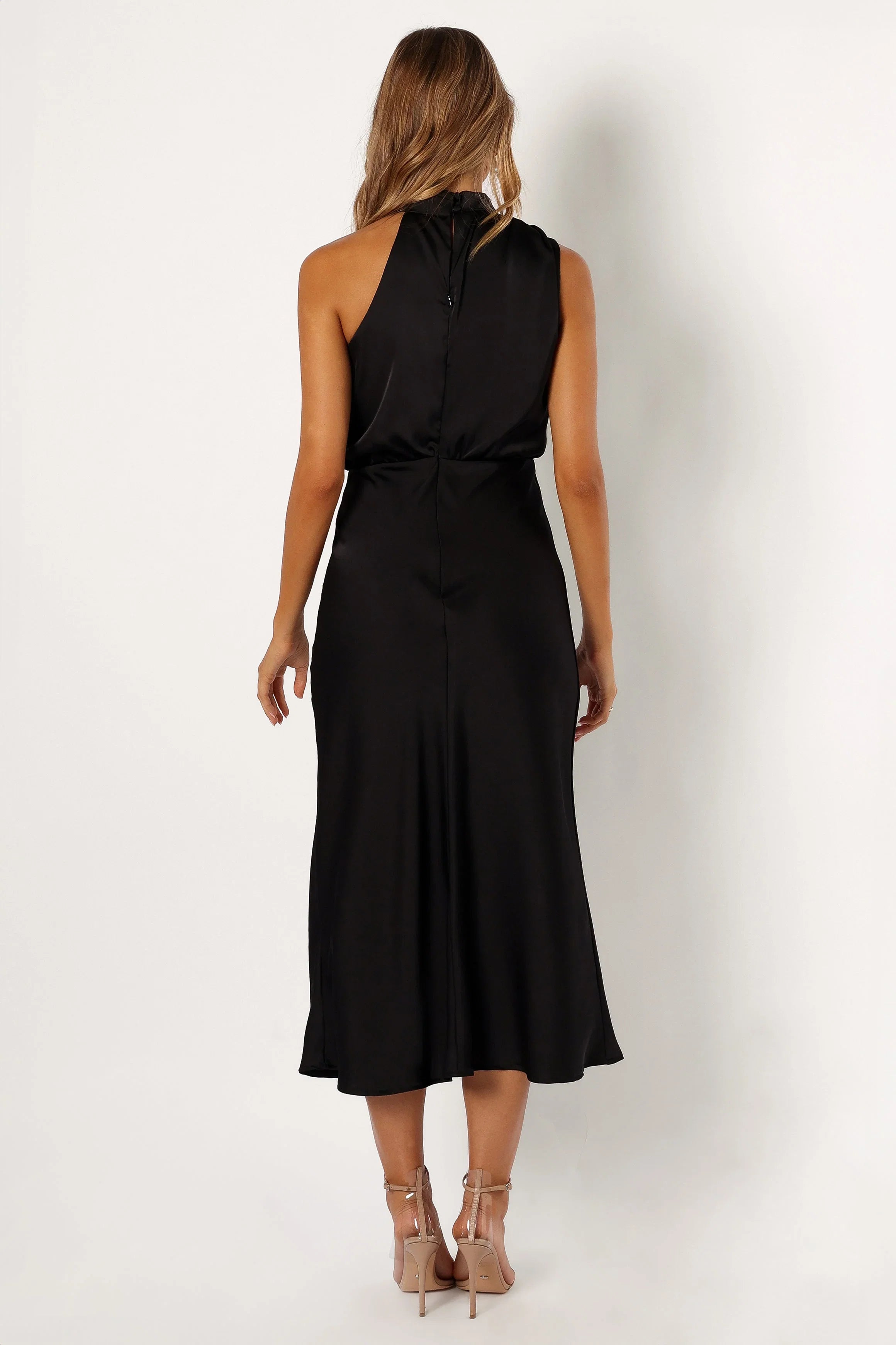 Anabelle Halter Neck Midi Dress Black