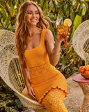 Sunny Ray Ribbed Knit Crochet Maxi Dress