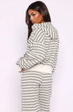 Looking Back Boxy Zip Front Hoodie White Stripe