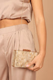 Vixxie Resin Clutch Beige Pearl