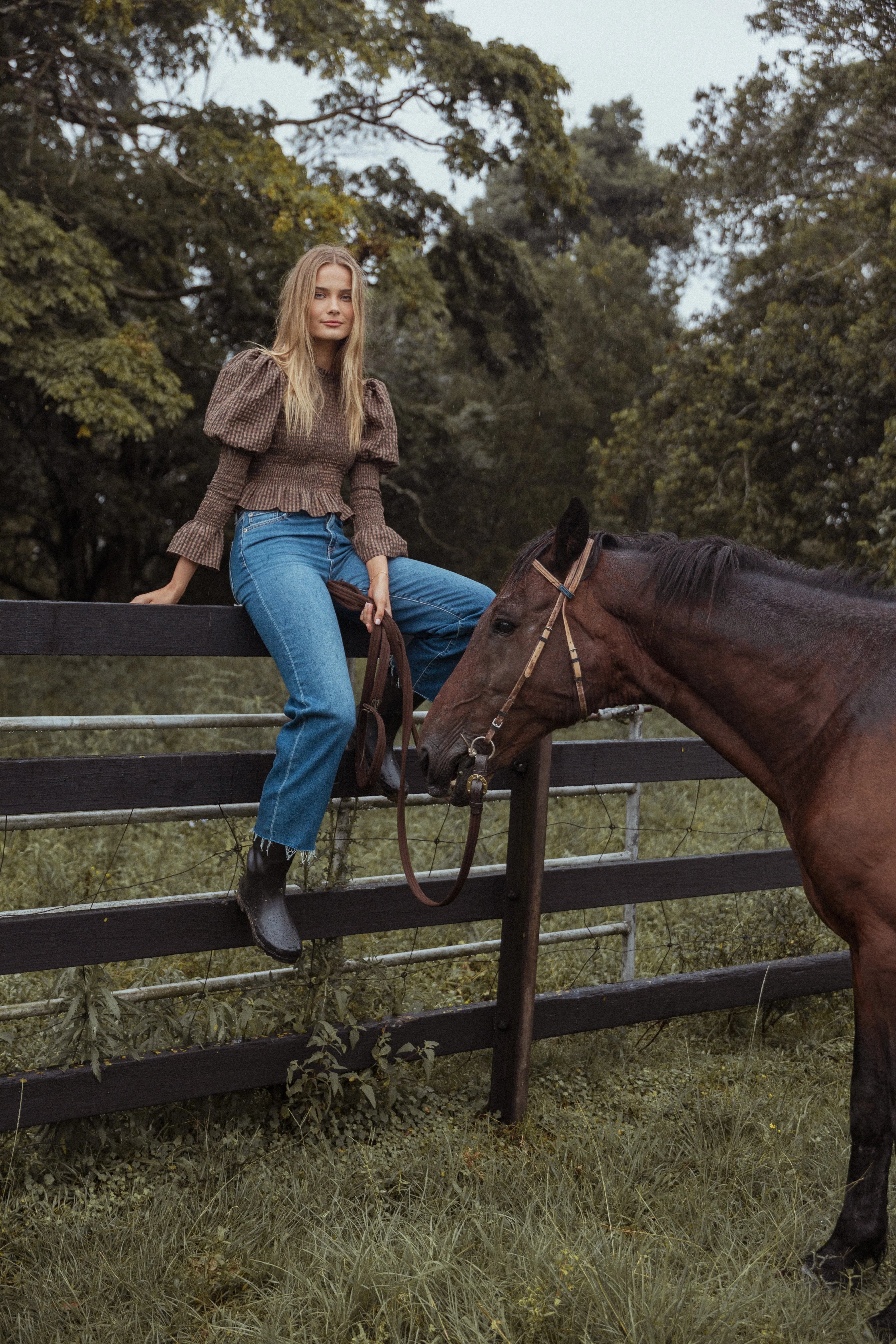 Nora Long Sleeve Top Check