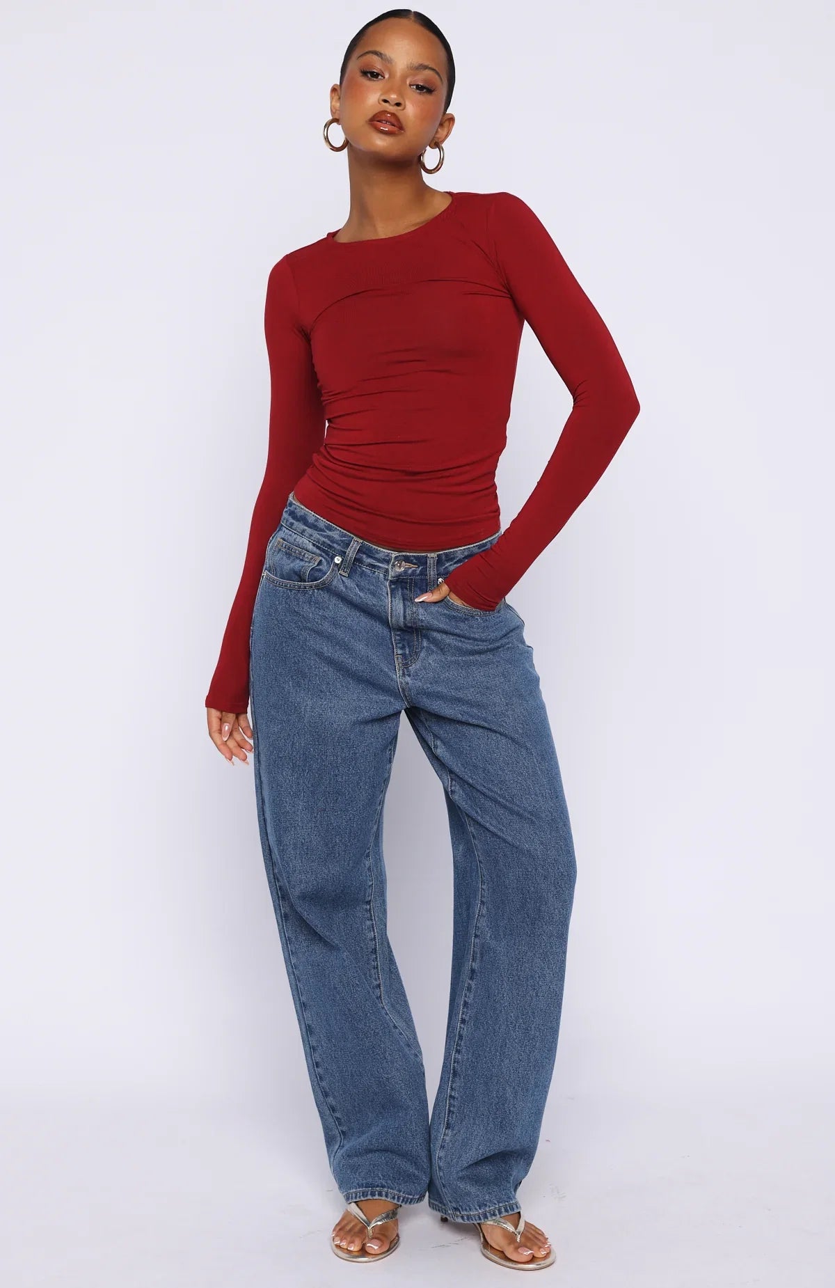 Only For Tonight Long Sleeve Top Wine