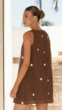 Natala Shift Mini Dress Chocolate White Polka Dot