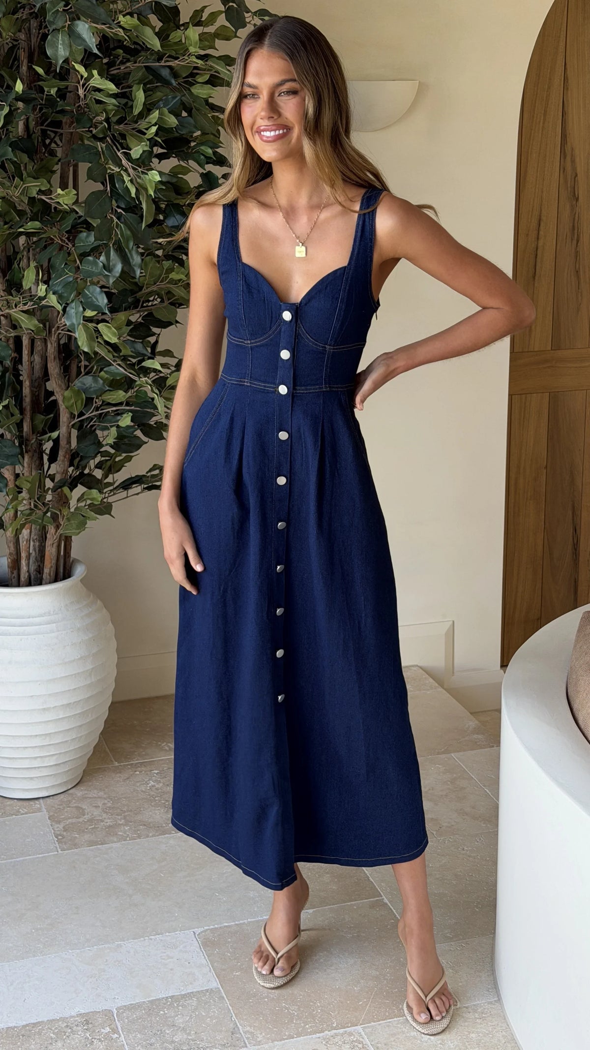 Abrianna Midi Dress Dark Denim