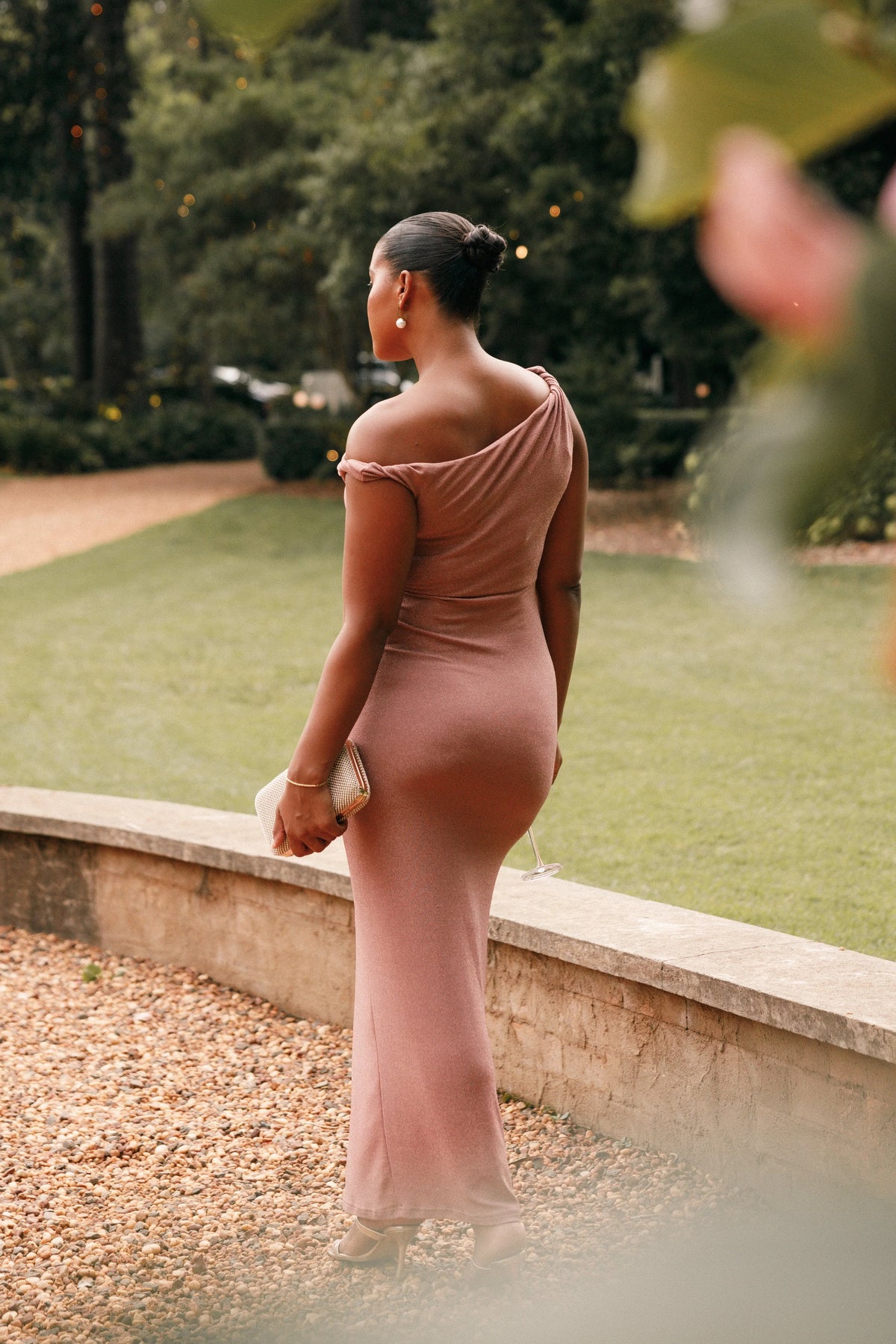 Sebastian Off Shoulder Maxi Dress Dusty Rose