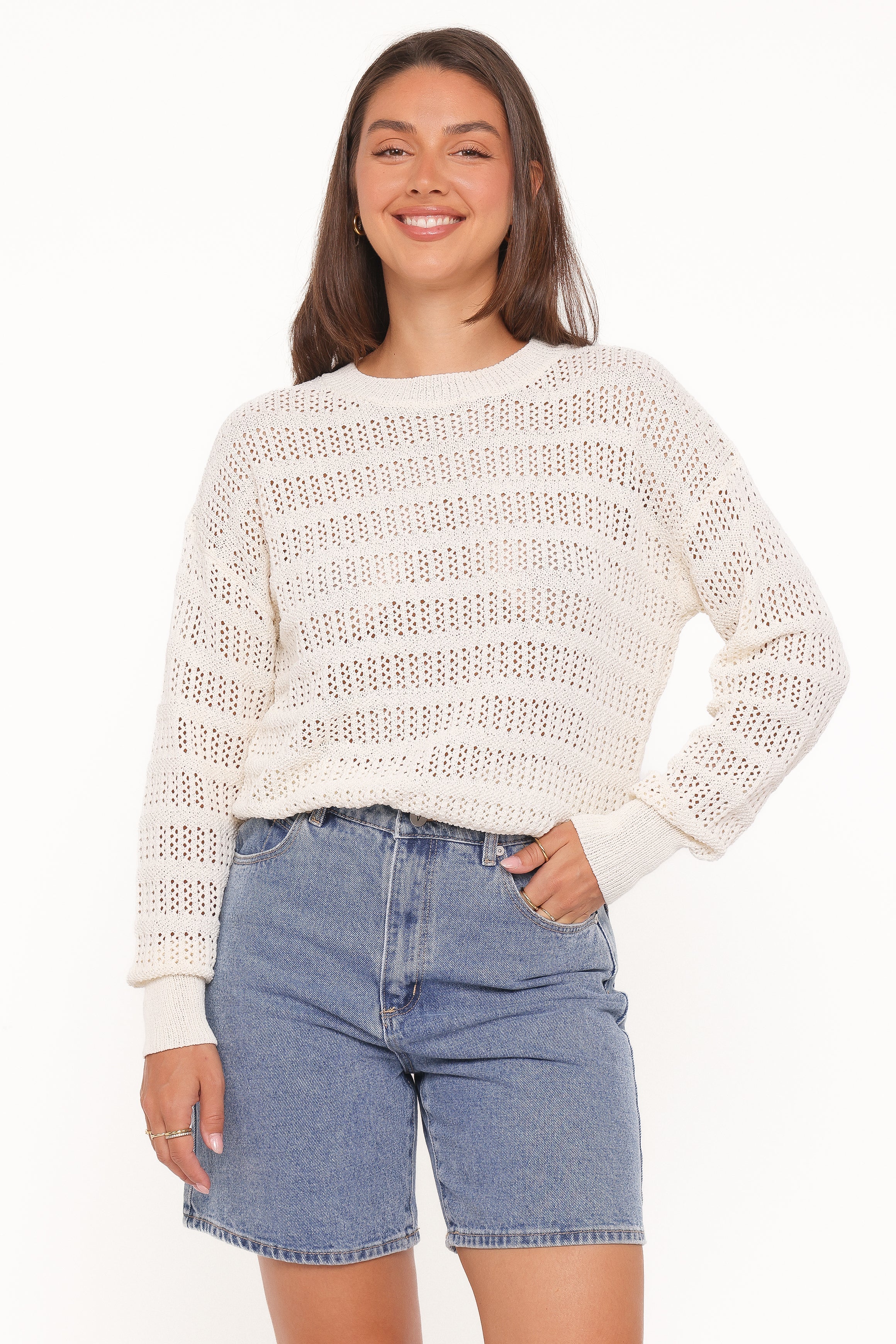 Flavia Open Stitch Sweater Cream