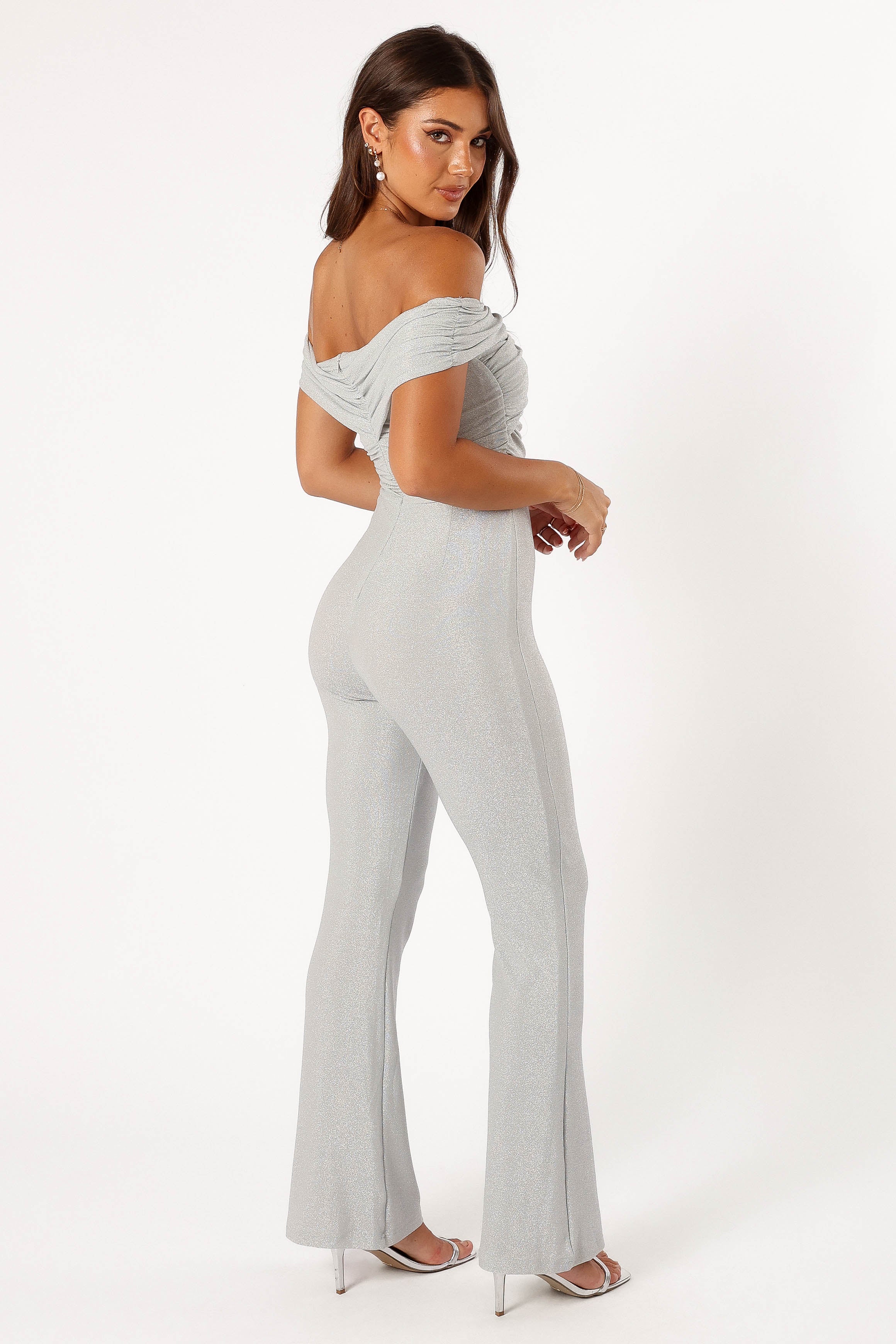 Sharnie Off Shoulder Jumpsuit Silver
