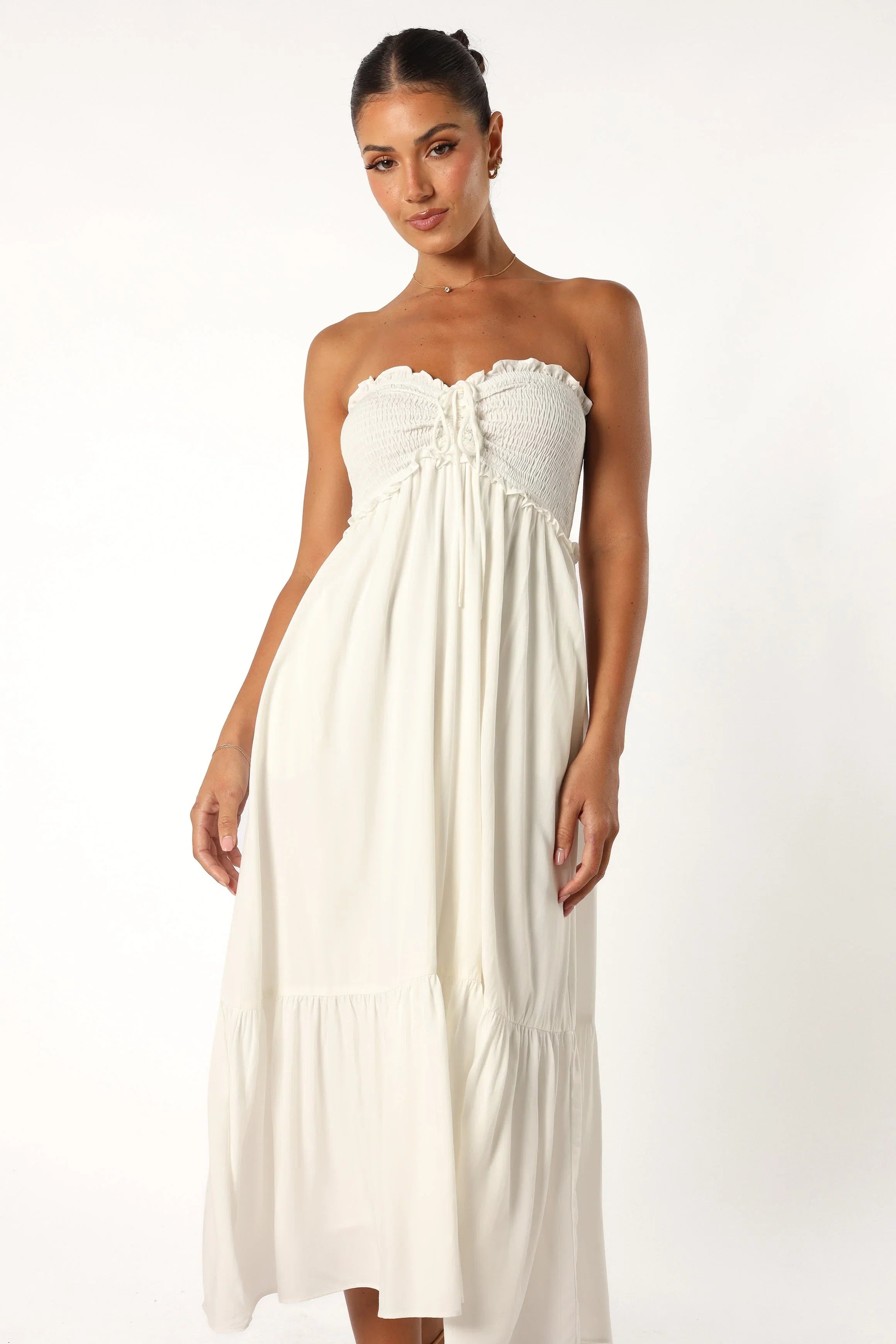 Dayton Strapless Midi Dress White