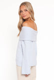 Kenny Off Shoulder Knit Sweater Pale Blue