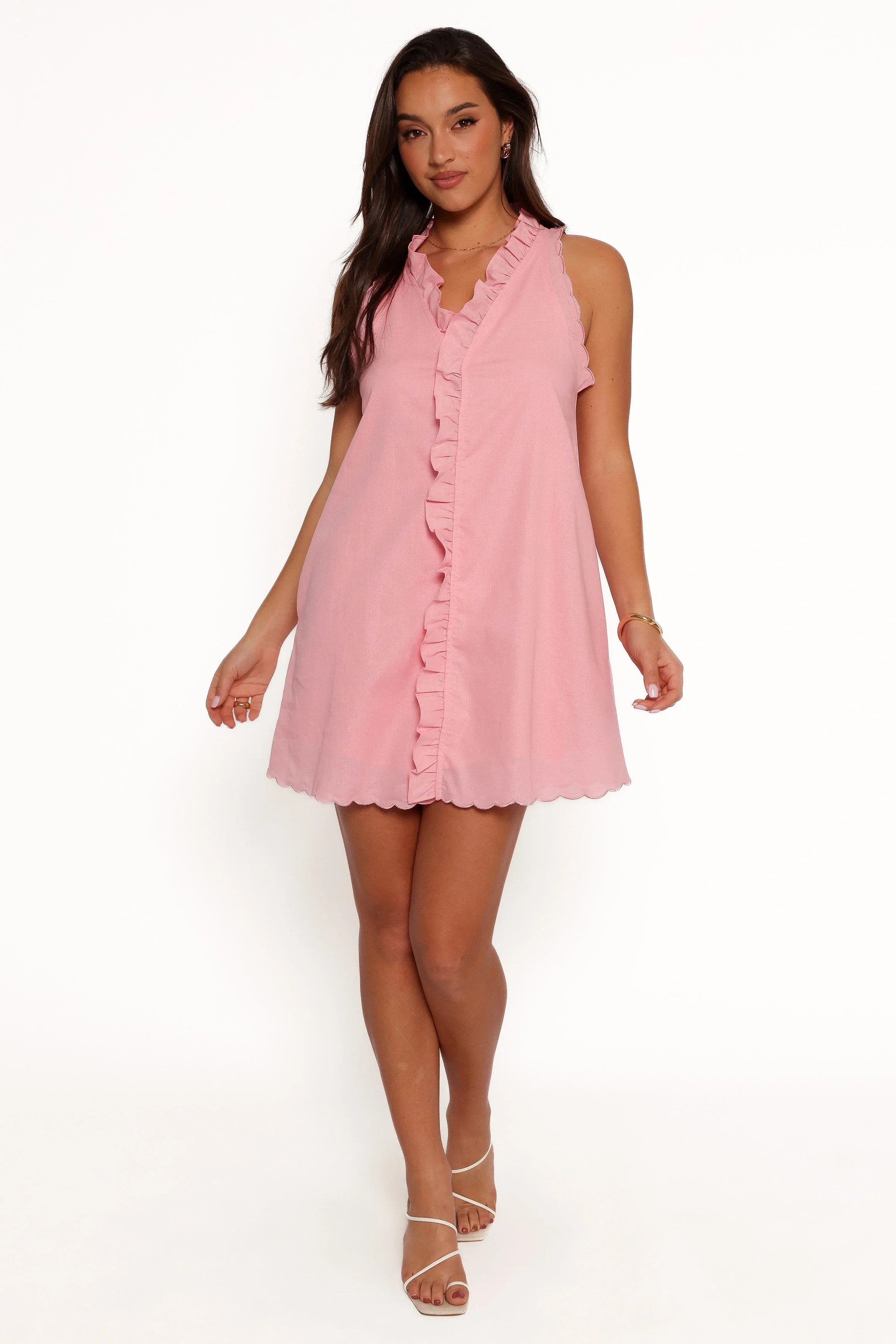 Cassandra Ruffle Mini Dress Pale Pink