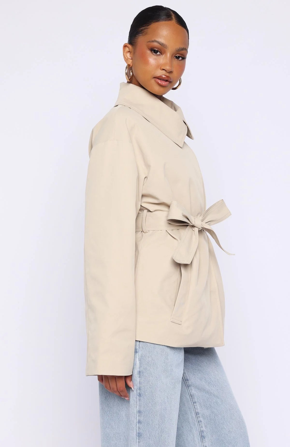Could Touch Cropped Trench Jacket Sand